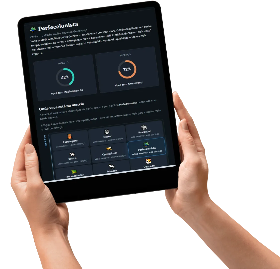 Assessment Pier9 exibido em um tablet